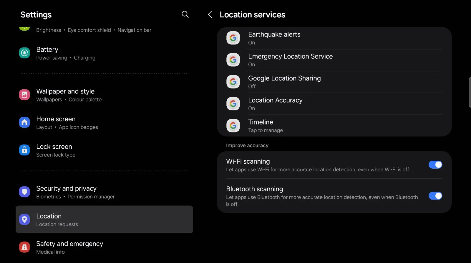 Location GPS Settings